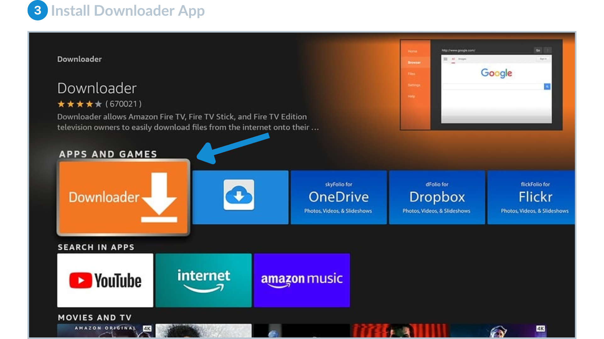 3. Install Downloader App (if not already installed)